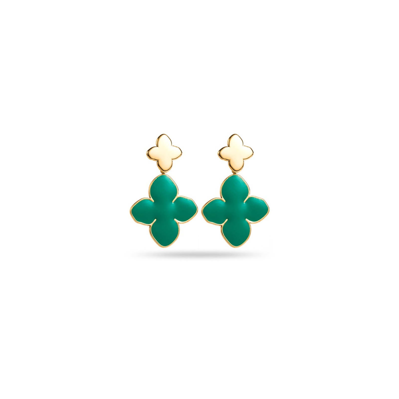 Colorful Double Clover Earrings Color:Green