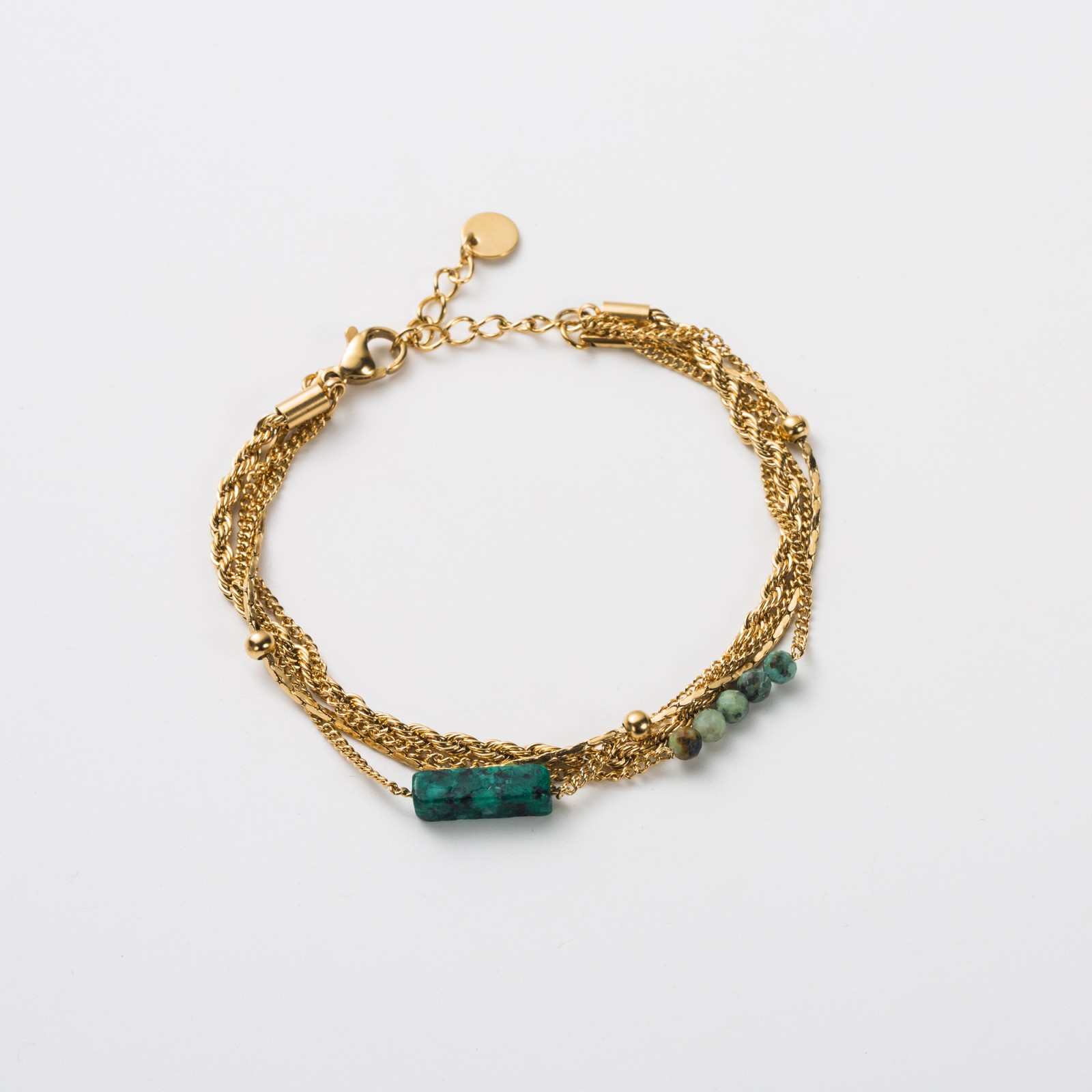 Bracelet Multirang à Perles et Rectangle Pierre :Turquoise Africaine