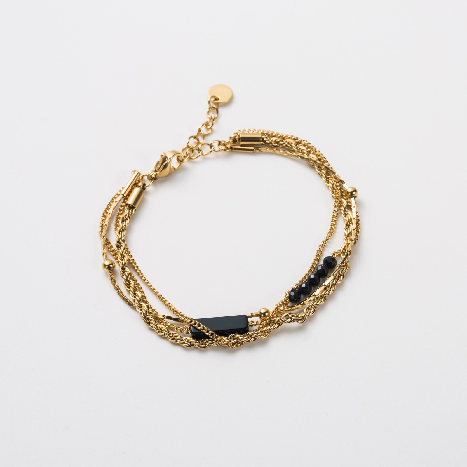 Bracelet Multirang à Perles et Rectangle Pierre :Onyx