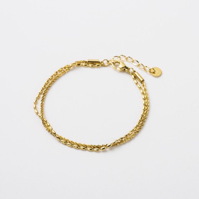 Fine Double Row Bracelet Color:Gold