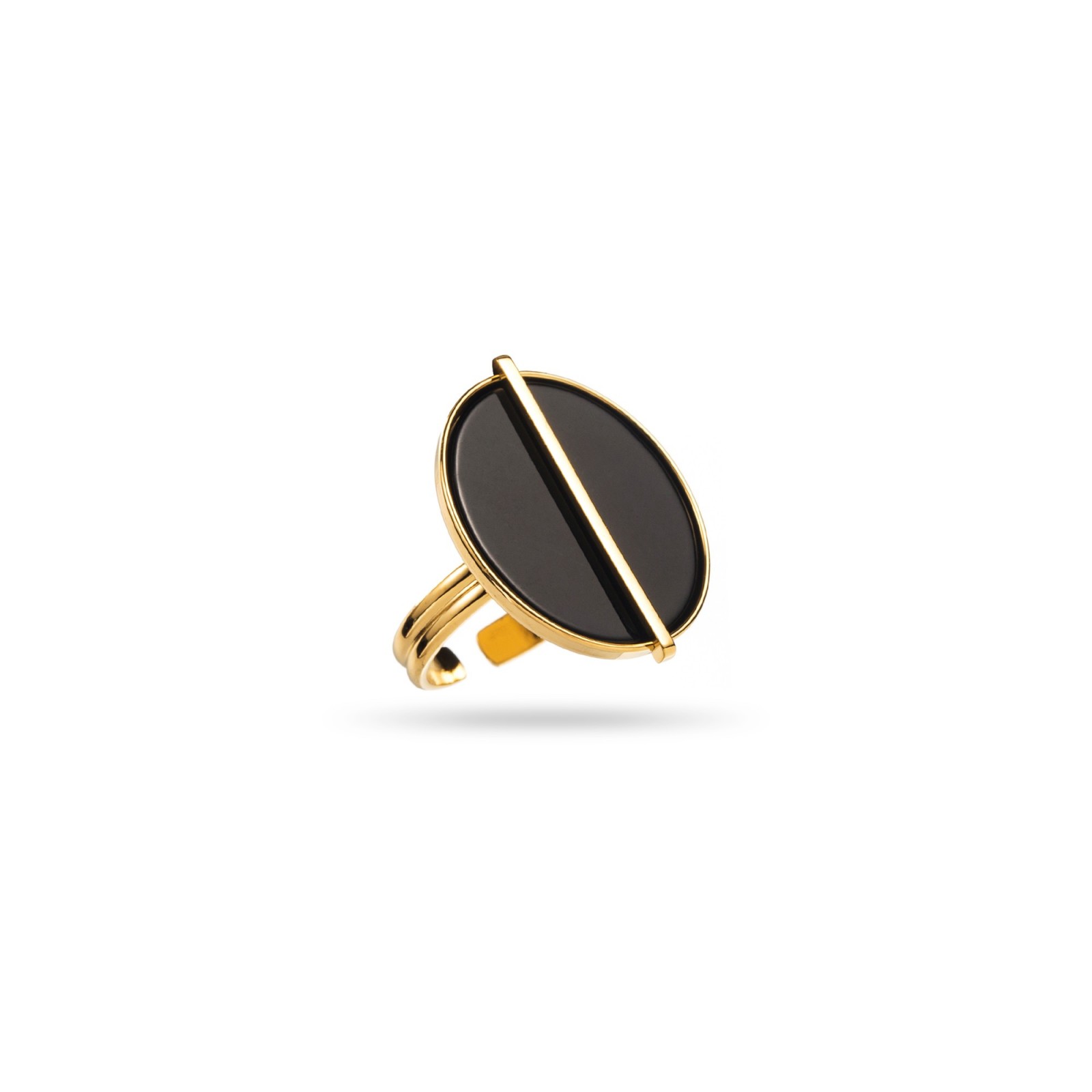 Oval Stone with Line Ring Stone:Onyx