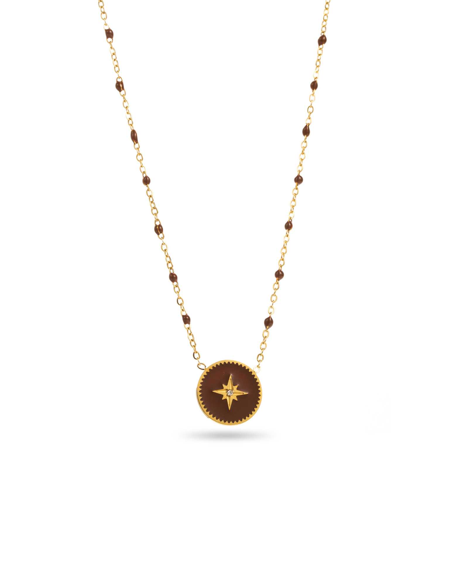 Pendentif Médaillon En Or 333/8K Satiné - Décor étoiles, Or Jaune - Neuf Avec étiquettes