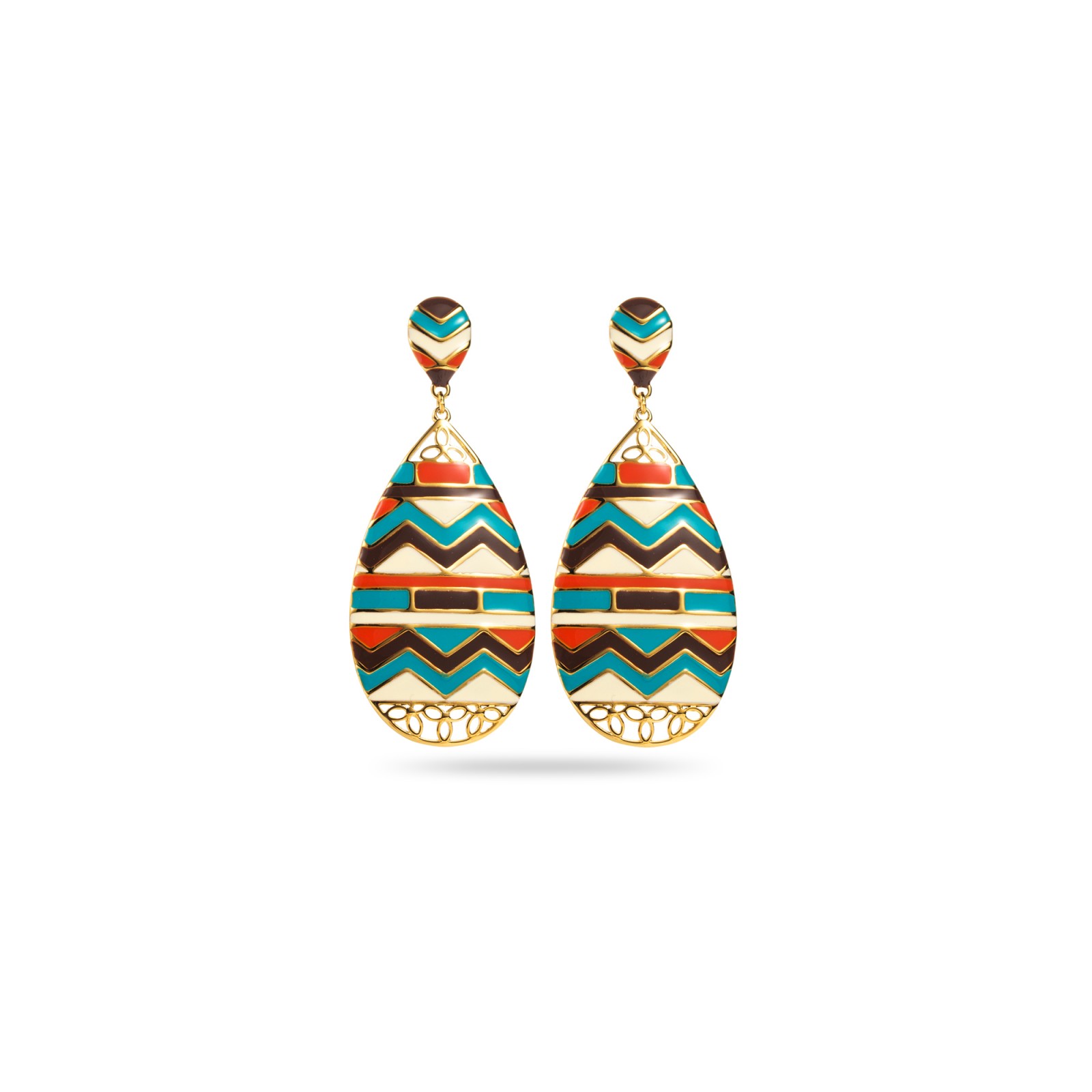 Aztec Inspiration Colorful Pendant Earrings  Color:Multi-Blue