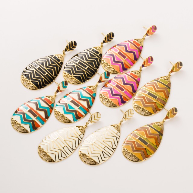 Boucles d'Oreilles Pendantes Colorées Inspiration Aztèque  