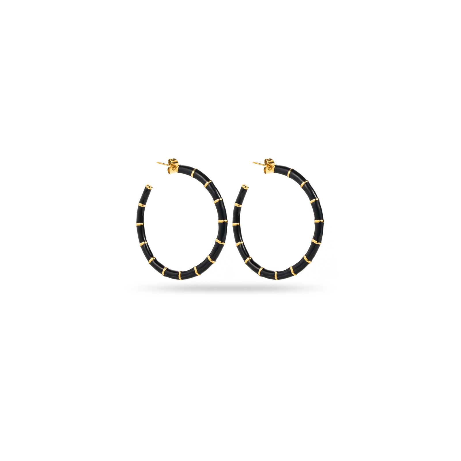 Colored Rectangle Hoops Earrings Color:Black