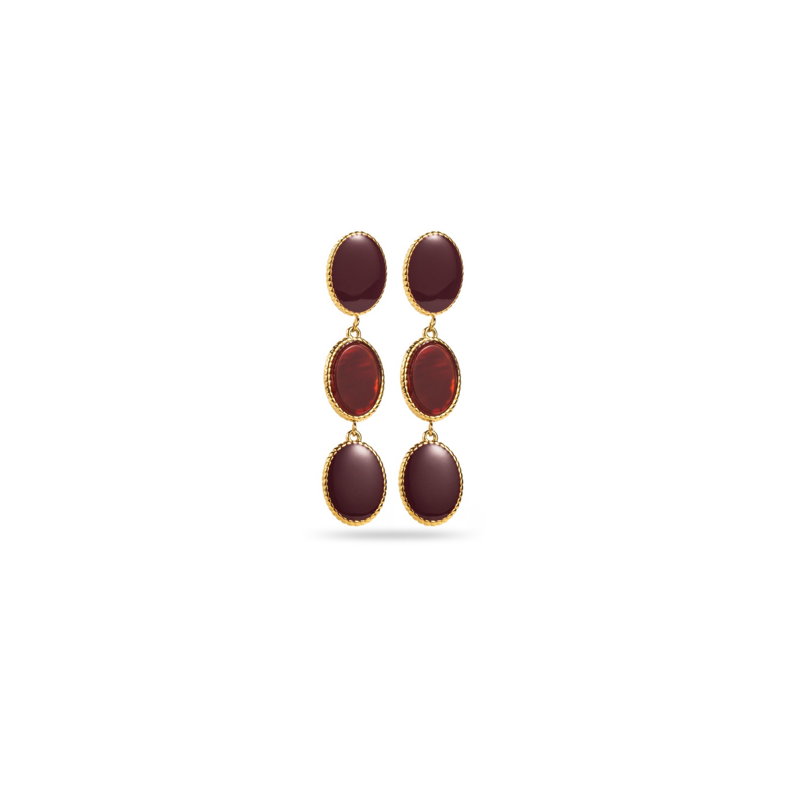 Boucles d'Oreilles Ovales Pendantes Colorés avec Pierre Pierre :Cornaline