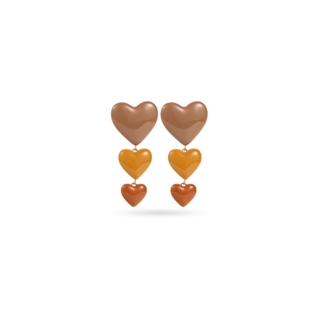 EChain of Colorful Hearts Earrings Color:Brown