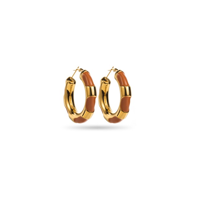 Two-toned Hoops Earring Color:Brown