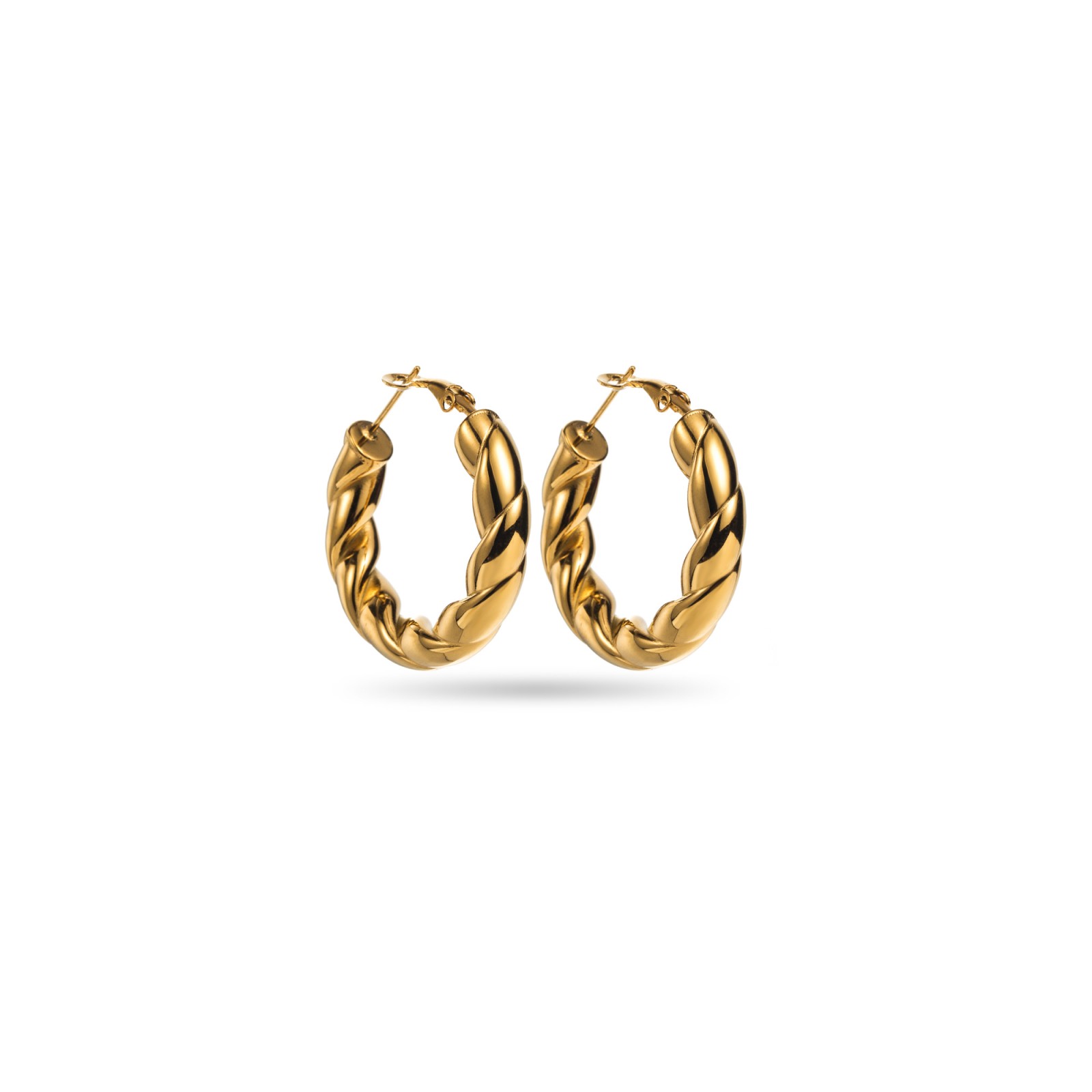 Large Twisted Earrings Color:Gold