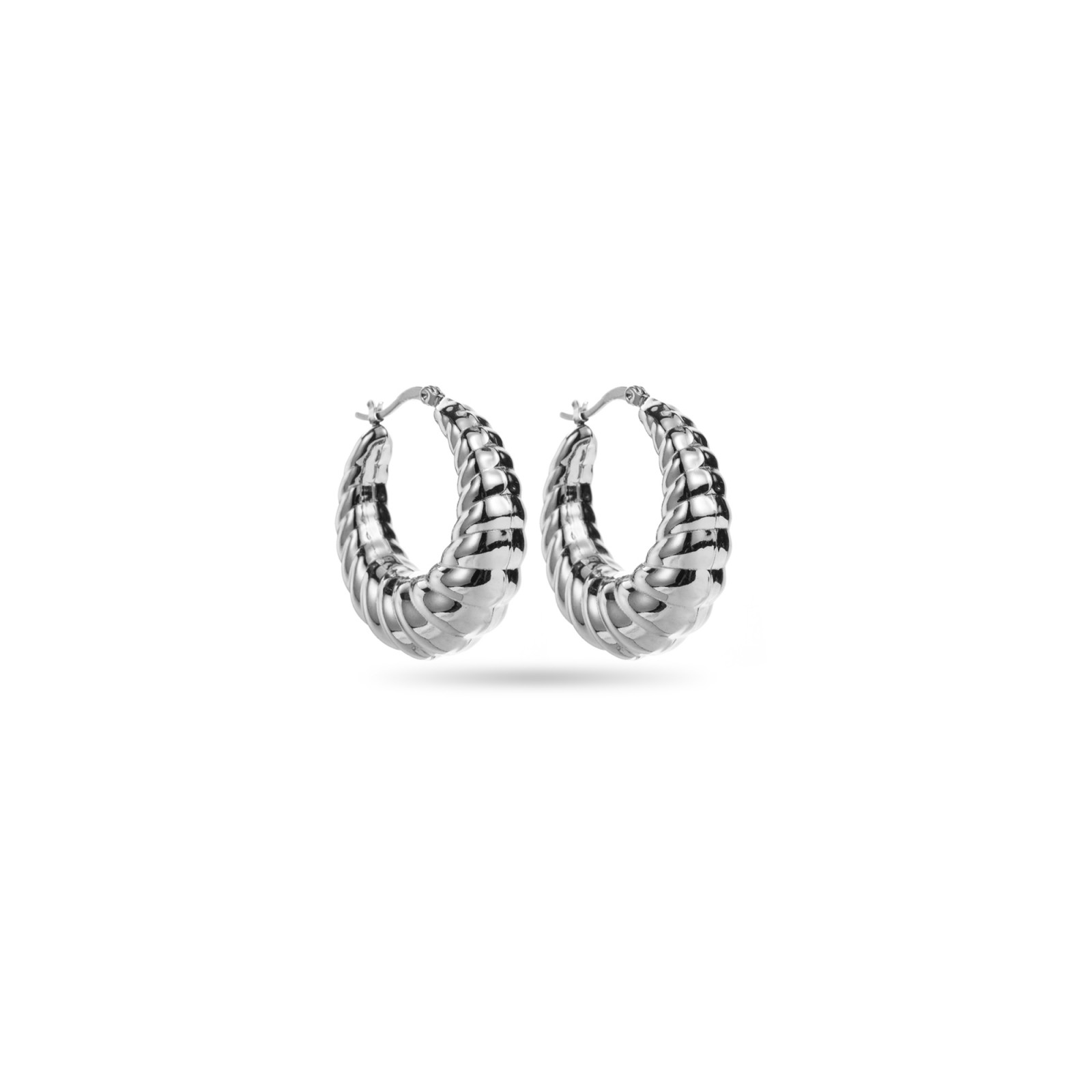 Crescent-shaped Hoops Earrings Color:Silver