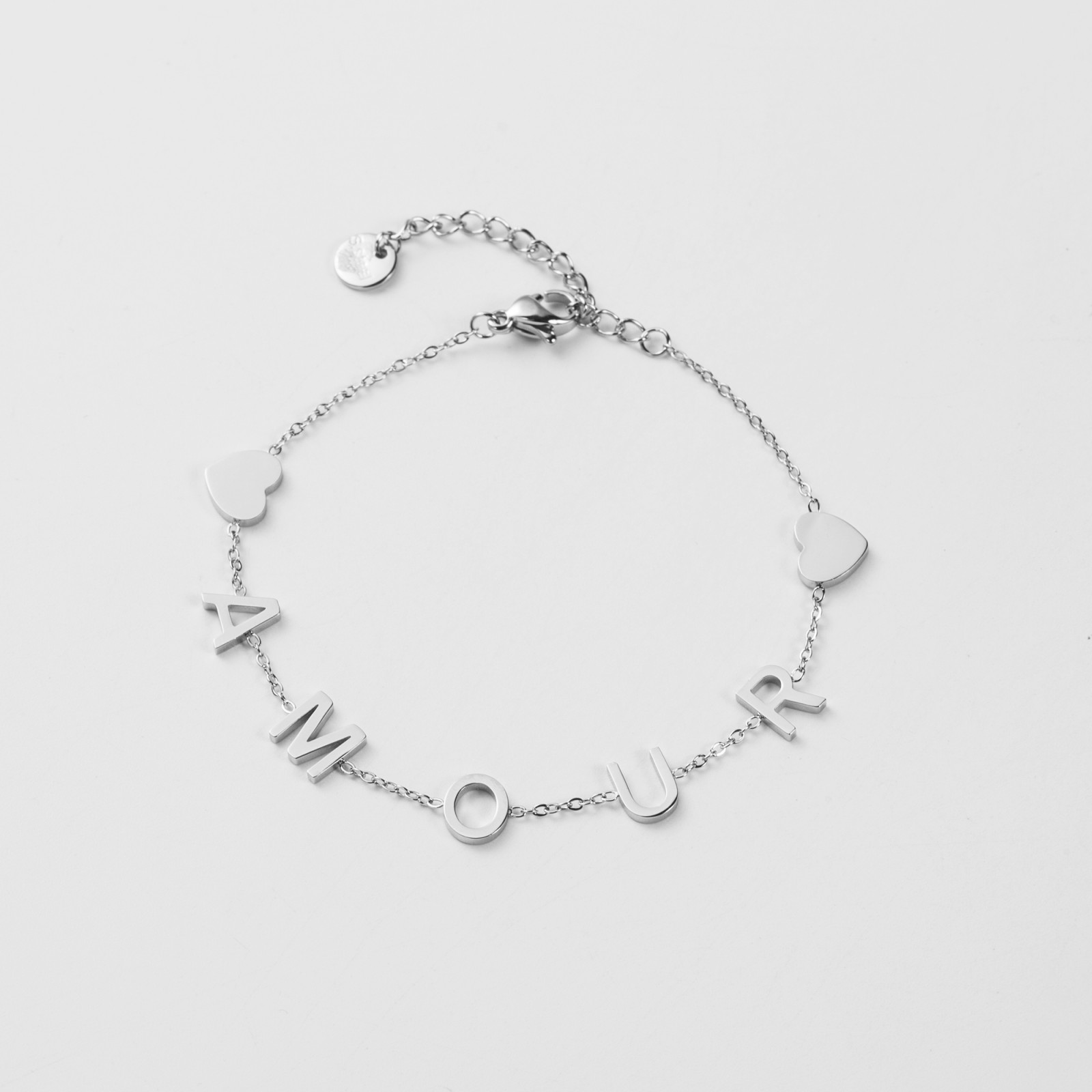 Bracelet Fin Inscription "Amour" Couleur:Argent