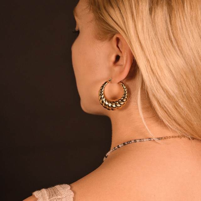 Crescent-shaped Hoops Earrings Color:Silver
