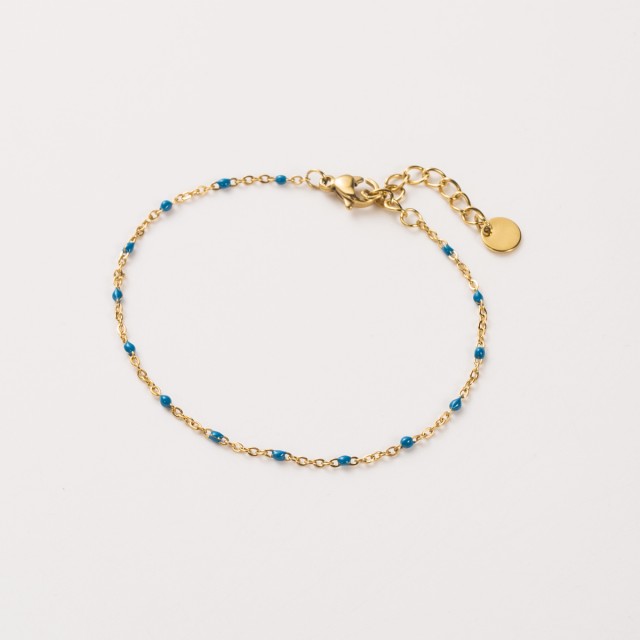 Bracelet à Perles de Couleur Uni Couleur:Bleu Pétrole