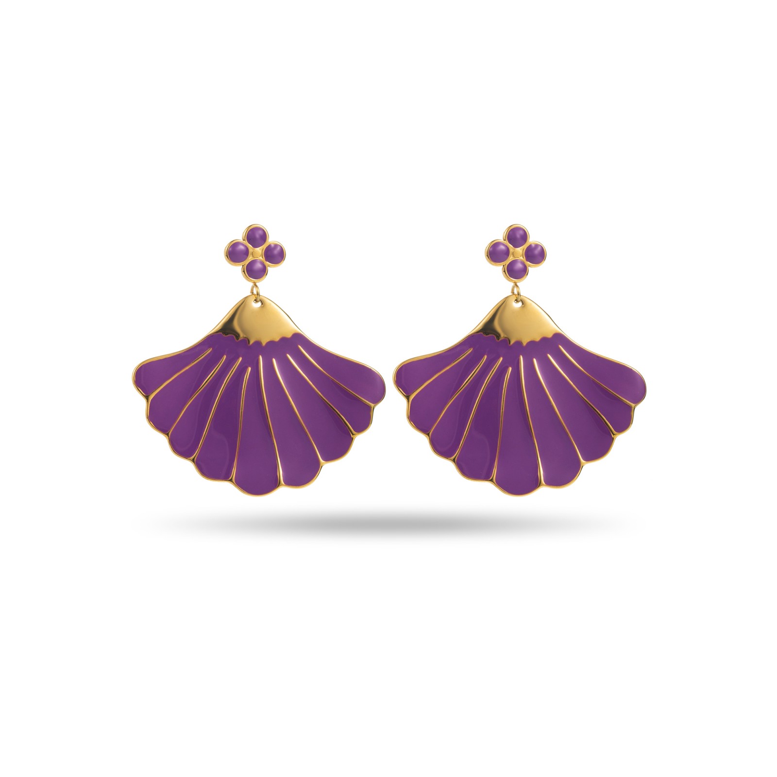 Boucles d'Oreilles Trèfle et Ginkgo Colorés Couleur:Violet