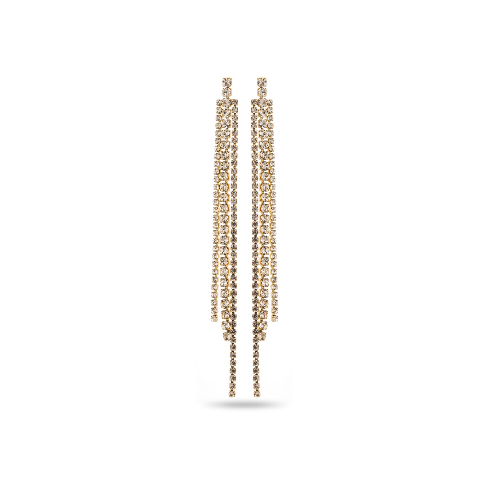 Long Asymmetrical Rhinestone Drop Earrings Color:Gold
