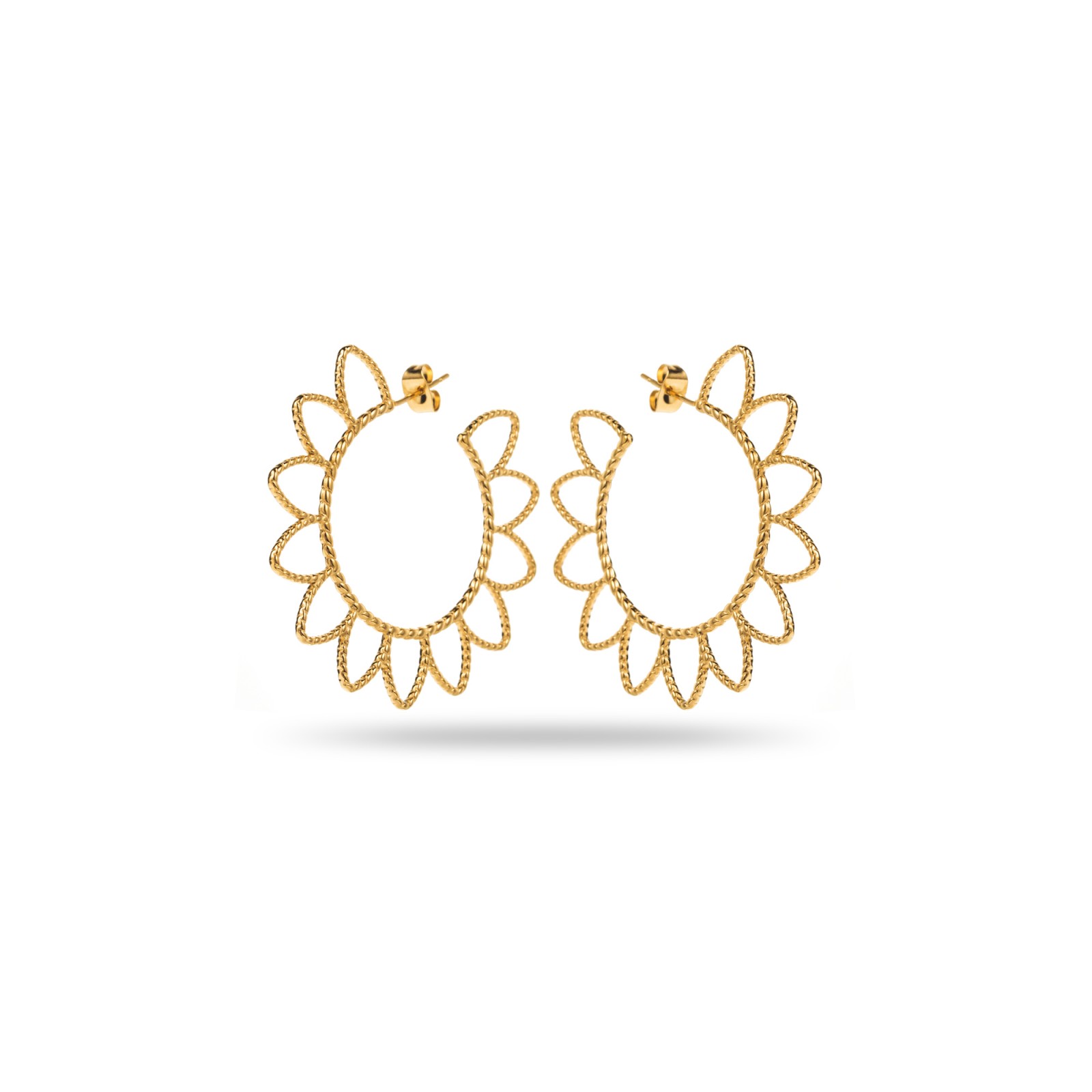 Flower Hoops Earrings Color:Gold