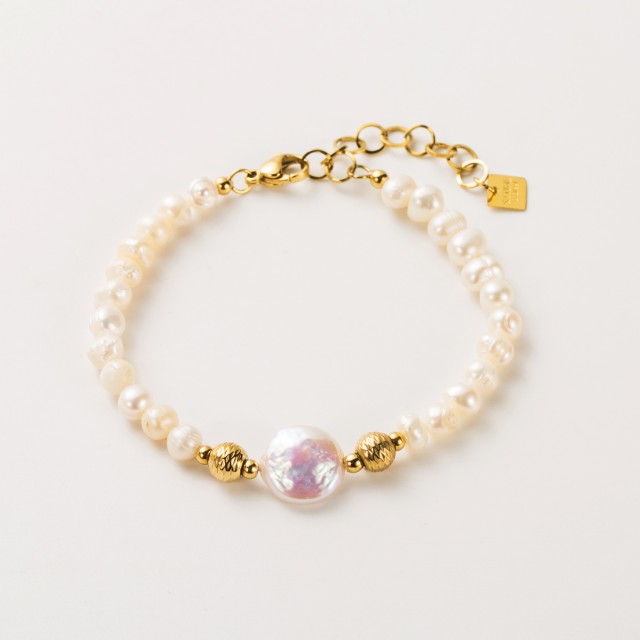 Bracelet Perles de Nacre Pendentif Grande Perle 