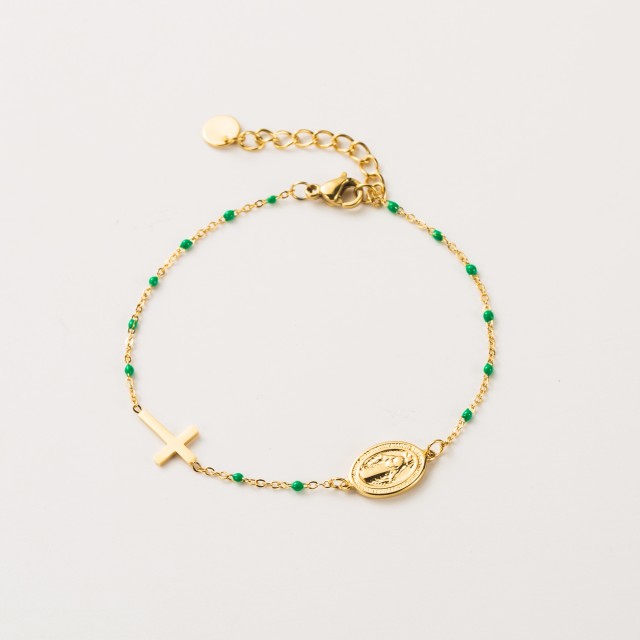 Stainless Steel Chain Bracelet Color:Green