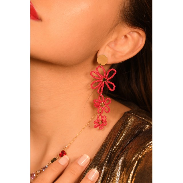 Pearled Flower Dangle Earrings 