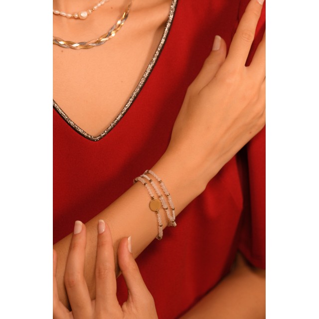 Bracelet Multirang Perles de Couleur avec Pampille 