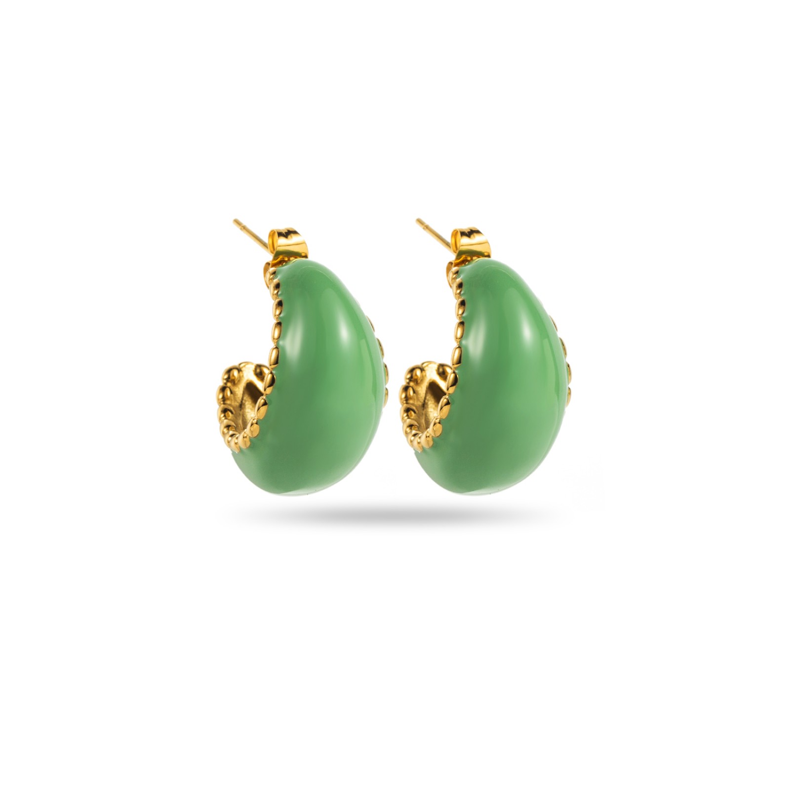 Small Wide Colored Hoops Earrings Color:Green