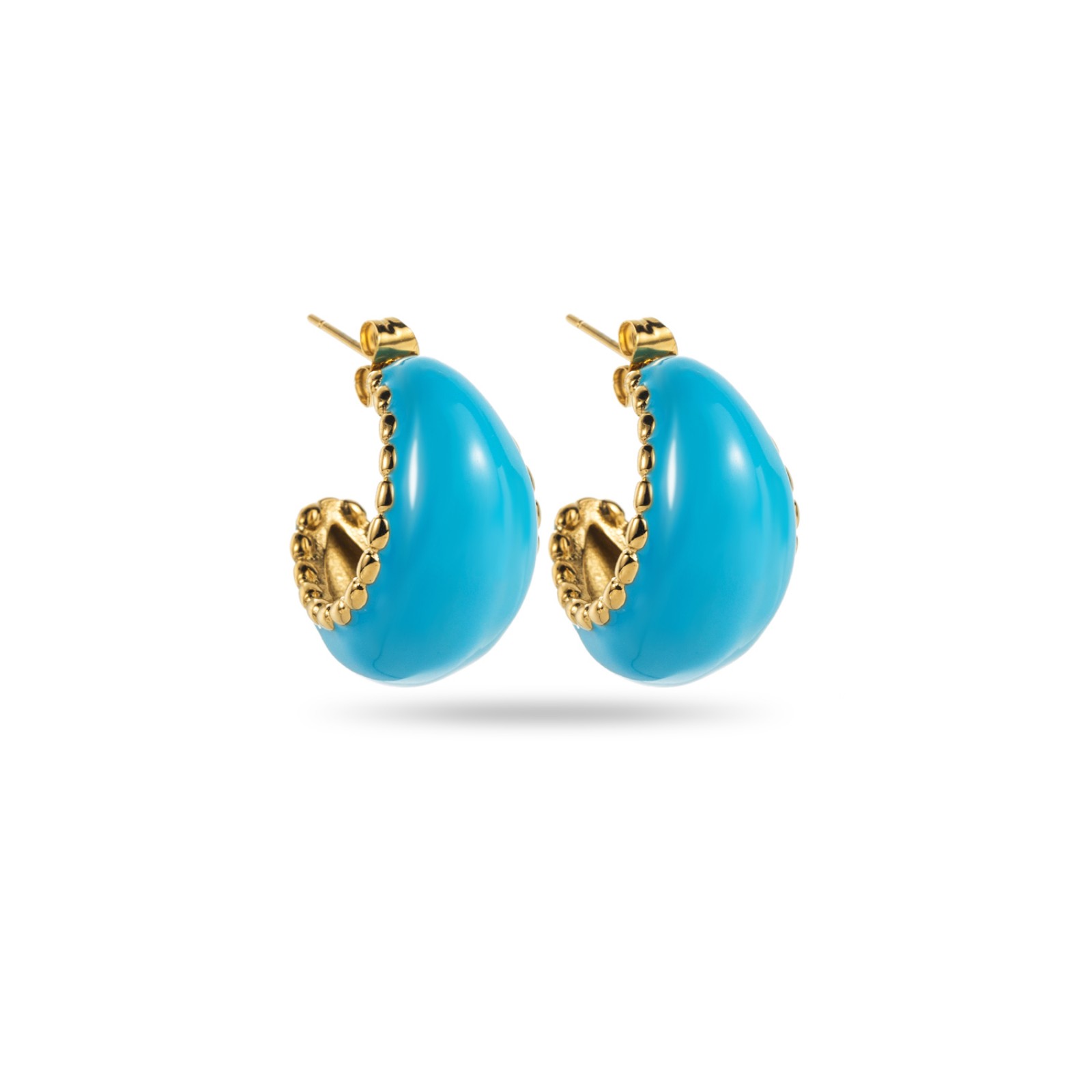 Small Wide Colored Hoops Earrings Color:Blue