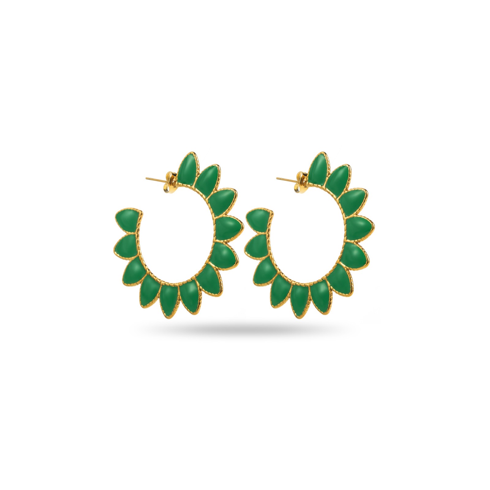 Colorful Sunshine Hoops Earrings Color:Green
