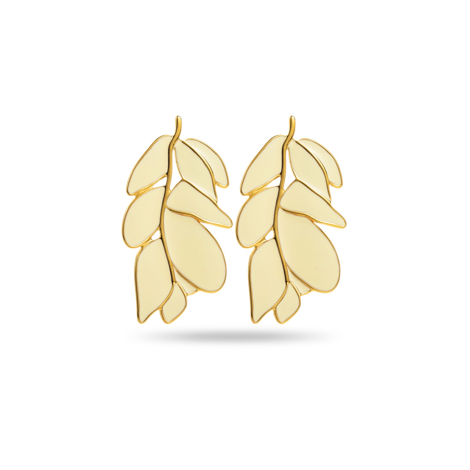 Colored Leaves Branch Earrings Color:Beige