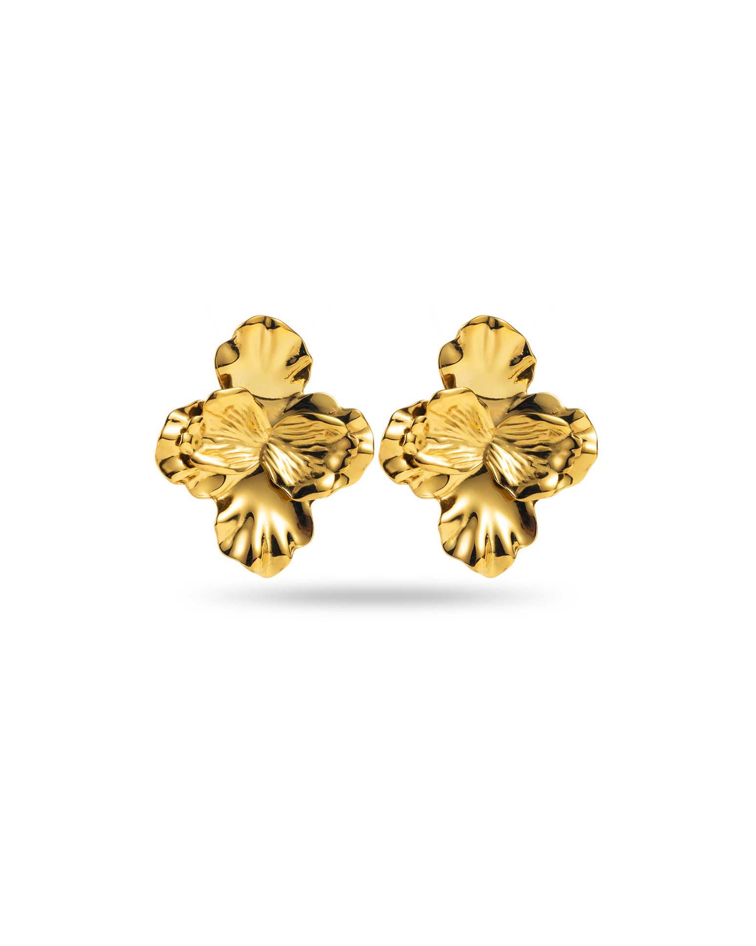 Boucles D'oreilles Clous - Fleur En Relief Avec émail Coloré Coccinelle - Modèle 3645 - Occasion Bon état