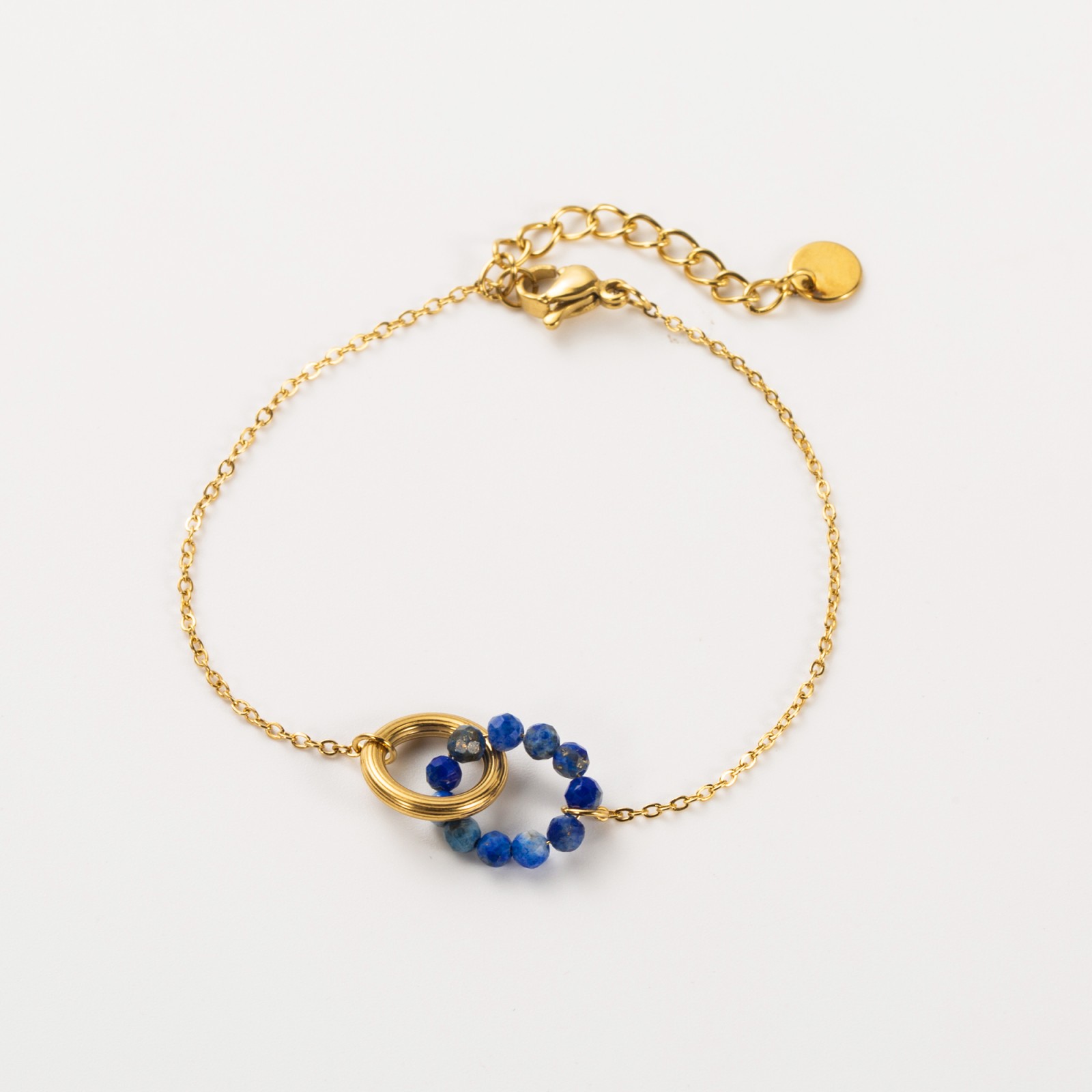 Bracelet Double Anneau avec Pierres Naturelles Pierre :Lapis Lazuli