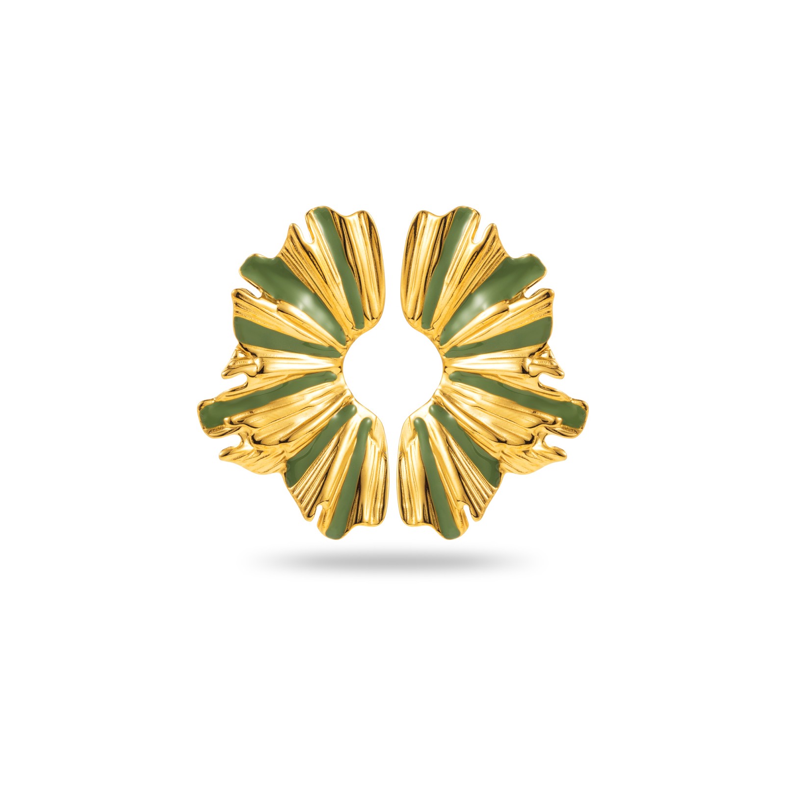 Boucles d'Oreilles Demi Cercle avec Drapures Colorées Couleur:Vert Kaki
