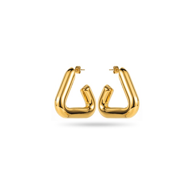 Triangle Shaped Half-Hoops Earrings Color:Gold