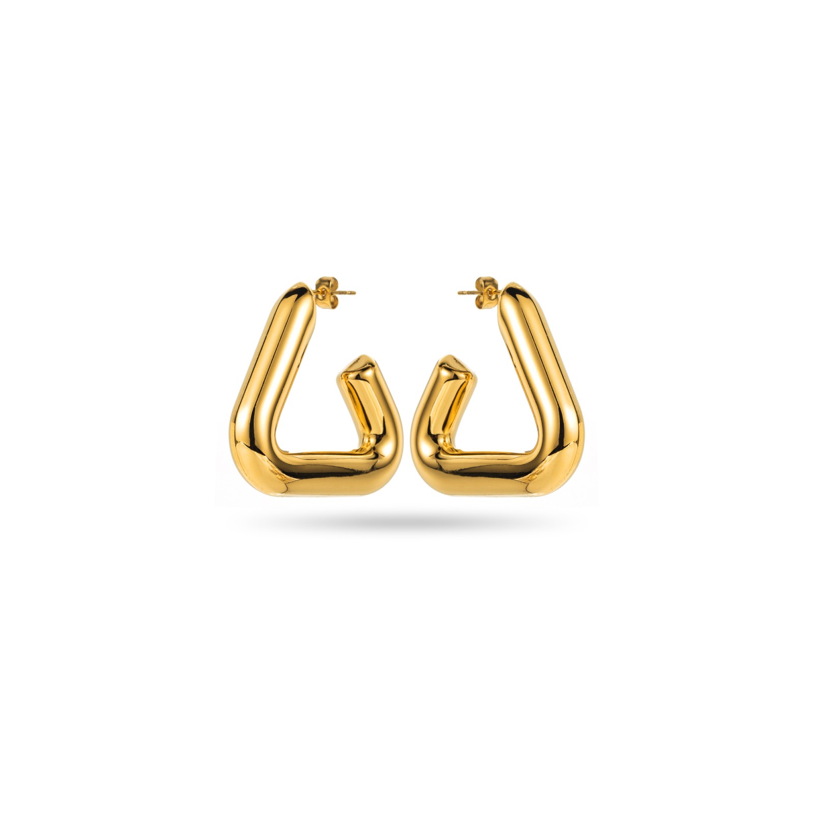 Triangle Shaped Half-Hoops Earrings Color:Gold