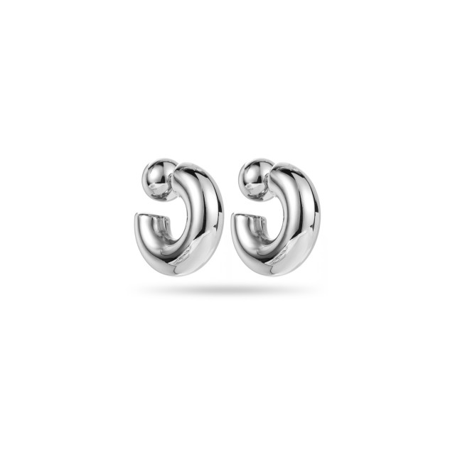 Inverted Open Hoops Earrings Color:Silver
