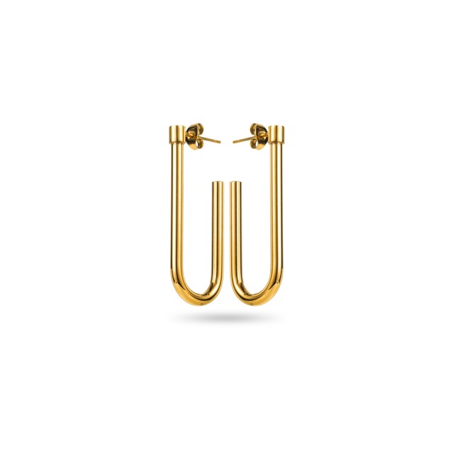 Wide J-Shaped Half Hoops Earrings Color:Gold
