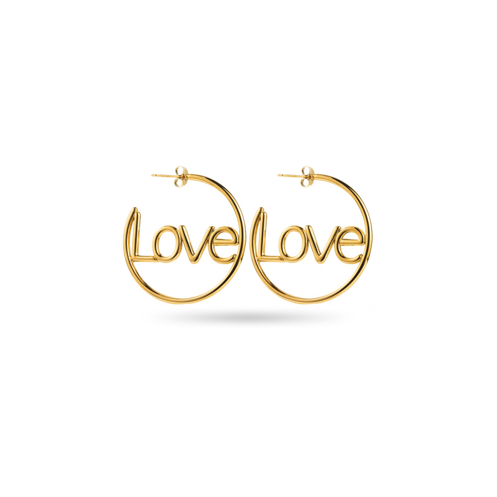 Hoops Earrings with "Love" Inscription Color:Gold
