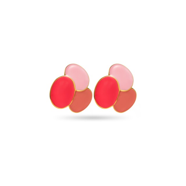 Boucles d'Oreilles Triple Cercles Colorés Couleur:Multi-Rose