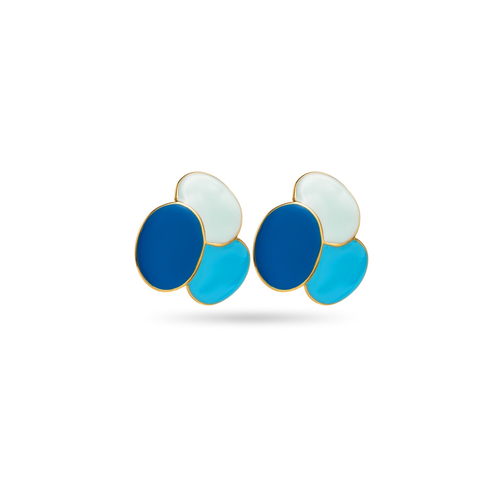 Boucles d'Oreilles Triple Cercles Colorés Couleur:Multi-Bleu