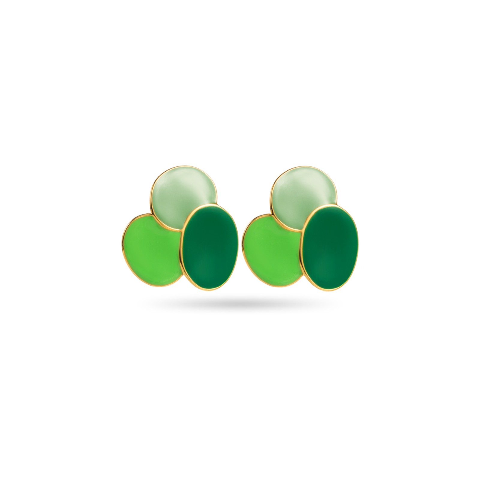Boucles d'Oreilles Triple Cercles Colorés Couleur:Multi-Vert