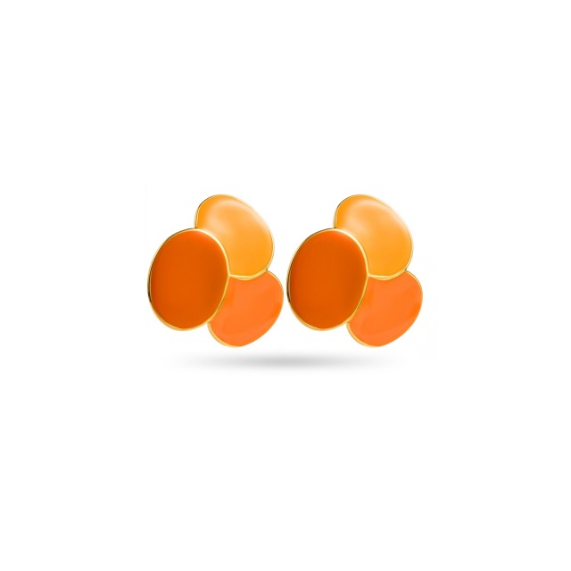 Boucles d'Oreilles Triple Cercles Colorés Couleur:Orange