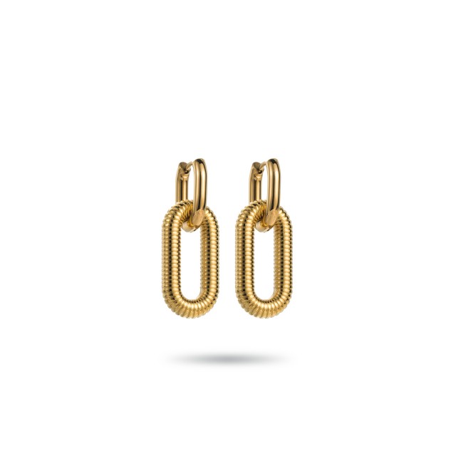 Spring Effect Oval Mini Hoops Earrings Color:Gold