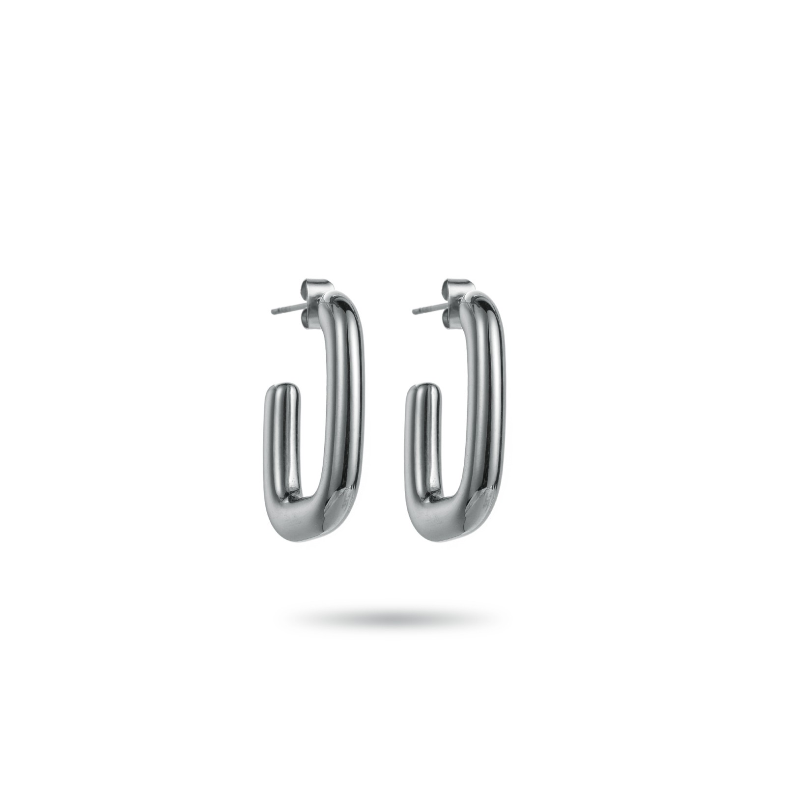 Squared Half Hoops Earrings Color:Silver
