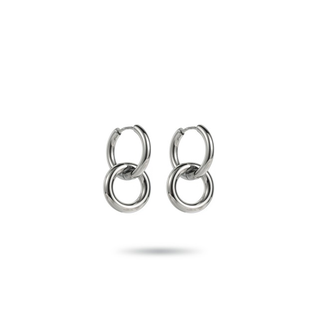 Double Mini Hoops Earrings Color:Silver
