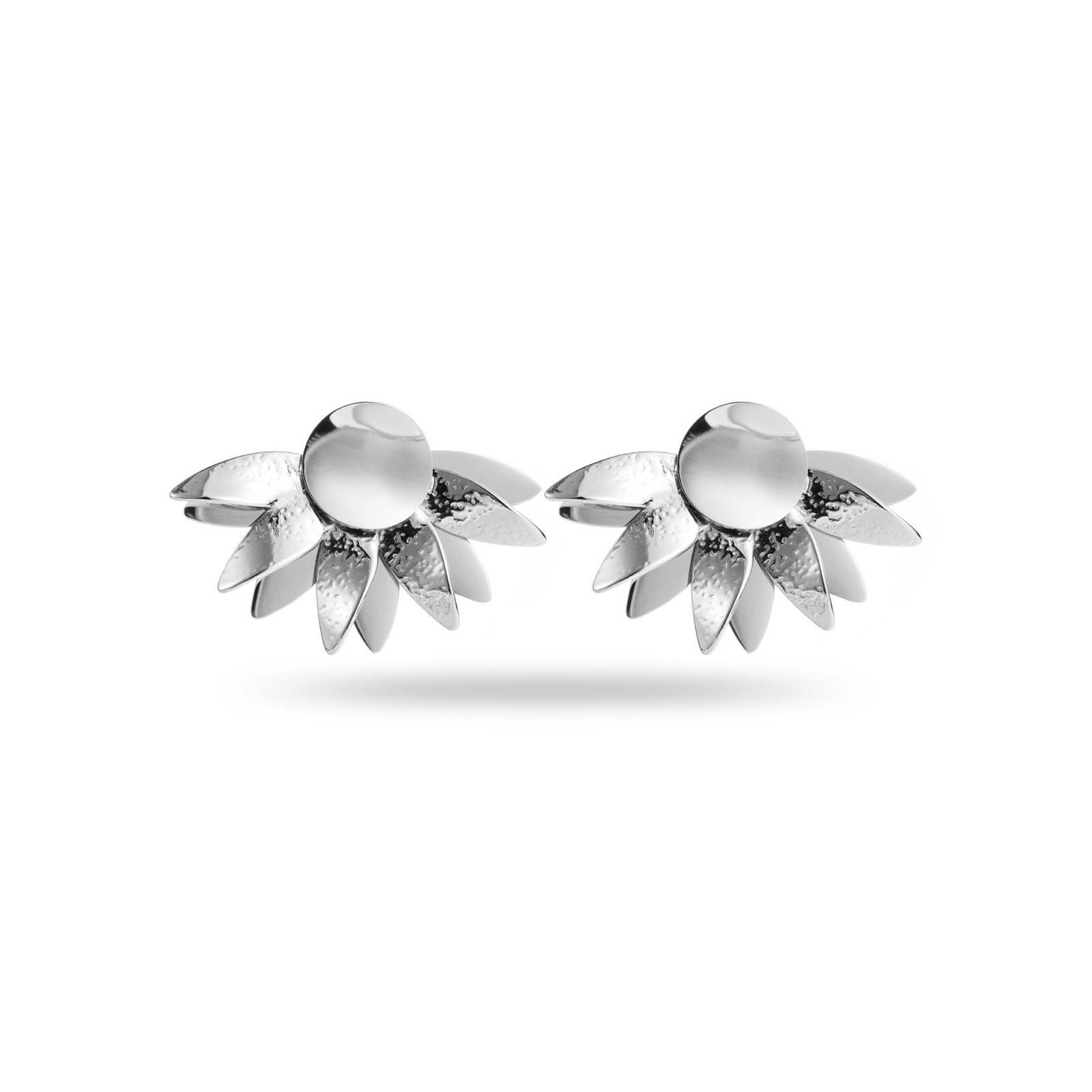 Half-flower Earrings with Mirror Circle Coating:Silver