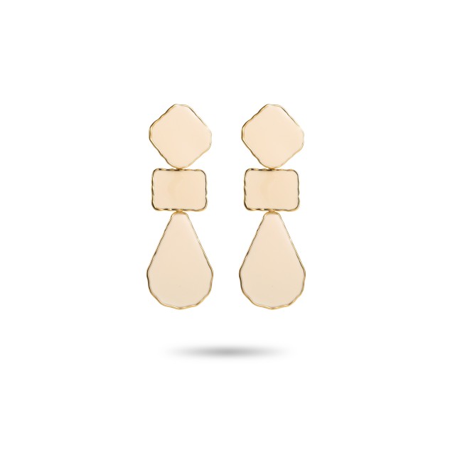 Triple Shaped Geometric Pendant Earrings Color:White