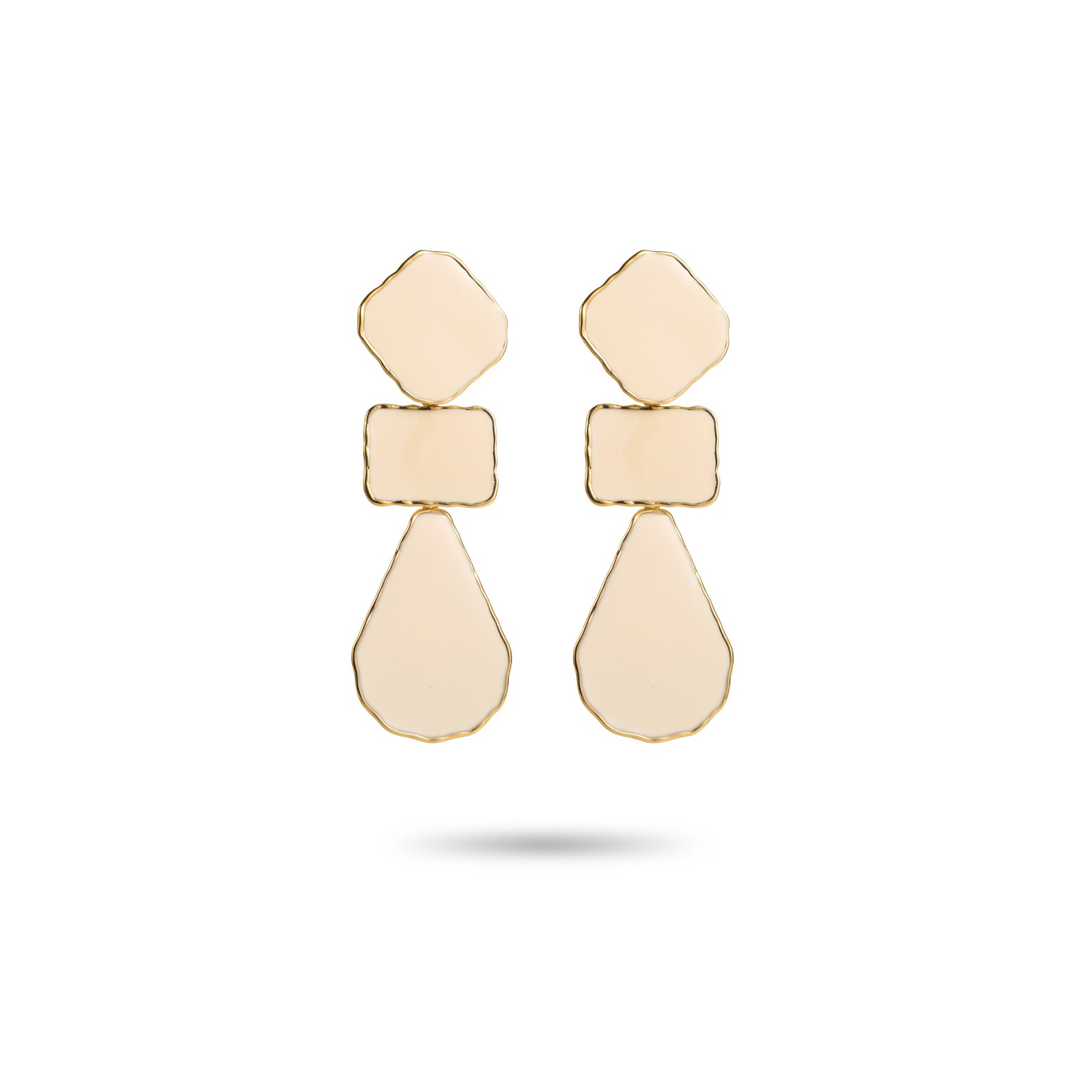Triple Shaped Geometric Pendant Earrings Color:White