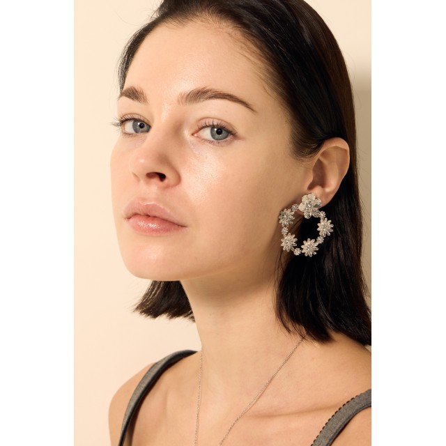 Flower Crown Earrings with Mini Rhinestones 