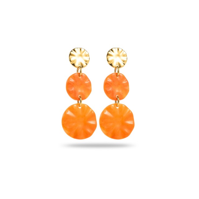 Boucles d'Oreilles Triple Cercles Effet Marbre Couleur:Orange