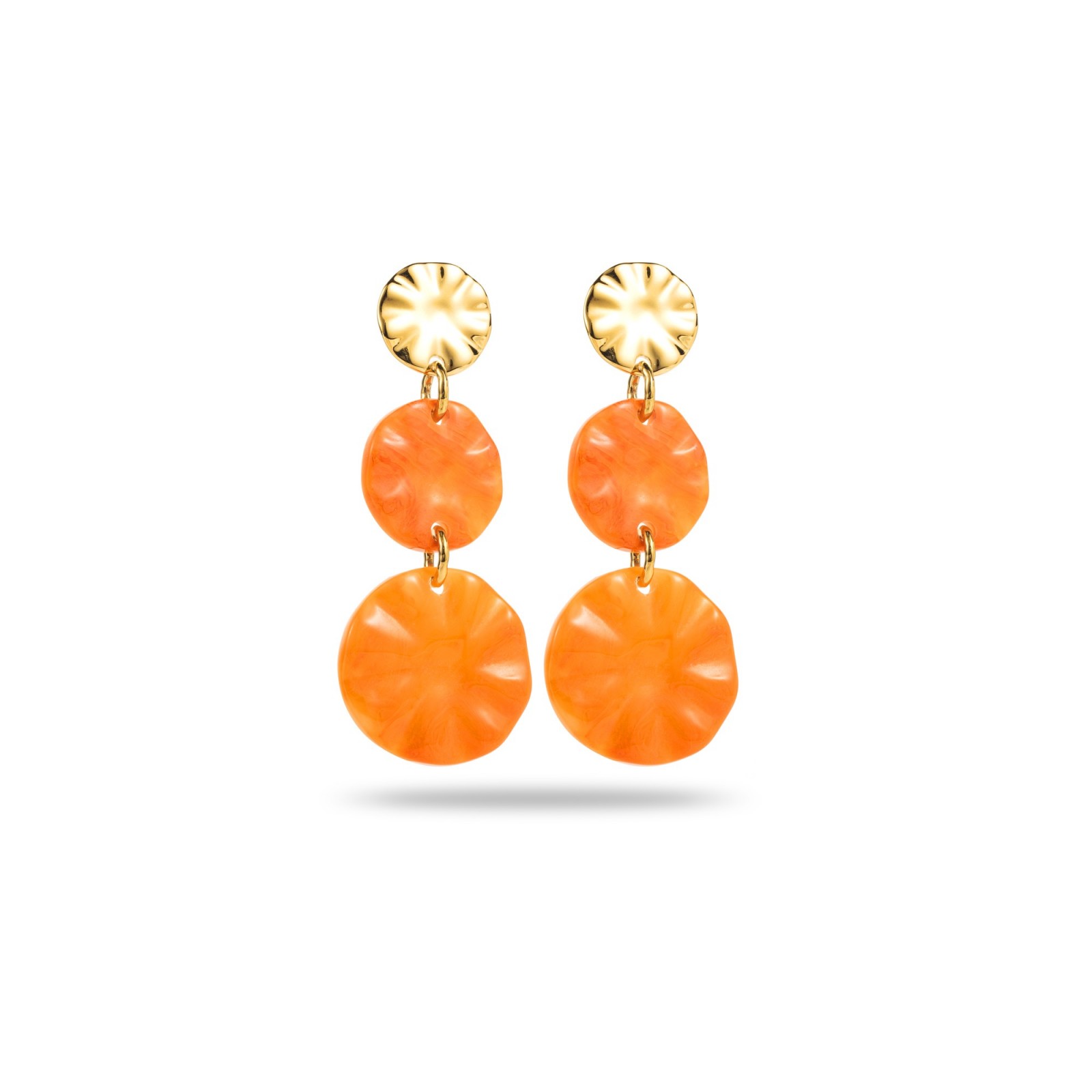 Boucles d'Oreilles Triple Cercles Effet Marbre Couleur:Orange