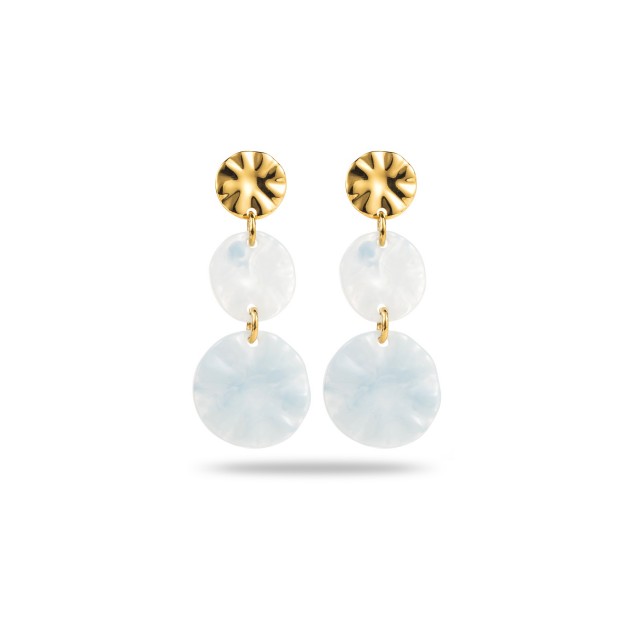 Triple Circle with Marble Effect Earrings Color:Baby Blue